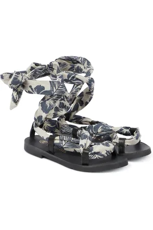 The New Society Hibiscus canvas and leather sandals