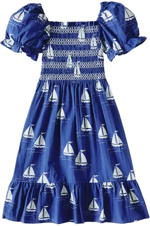 Mini Rodini Sailing Boats smocked cotton dress