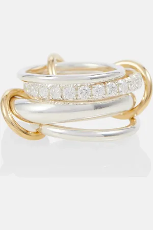 SPINELLI KILCOLLIN Luna 18kt and sterling silver linked rings with white diamonds