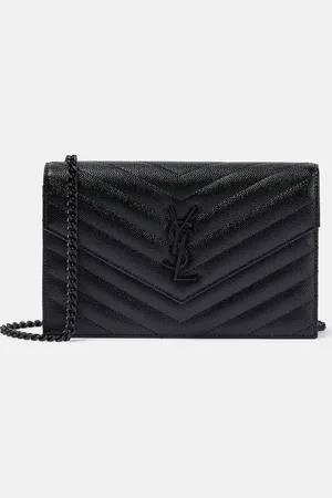 Saint Laurent Cassandre matelasse envelope leather wallet on chain