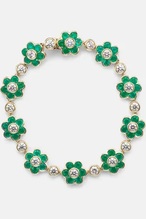 Anita Flora 18kt yellow bracelet with emeralds and diamonds