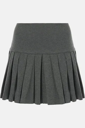 Norma Kamali Pleated cotton-blend miniskirt