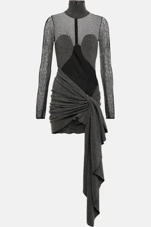 Alaïa Mesh and wool draped minidress
