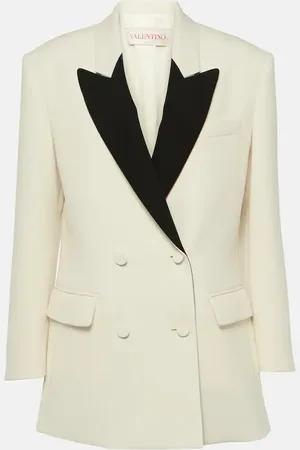 VALENTINO Double-breasted wool-blend crepe blazer