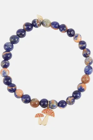 Sydney Evan 14kt gold beaded bracelet with sapphires and sodalite