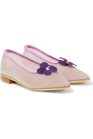 PèPè Floral-applique mesh ballet flats