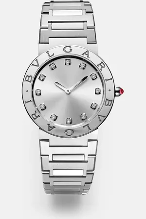 Bvlgari Lady 33mm stainless steel watch with diamonds and rubellite