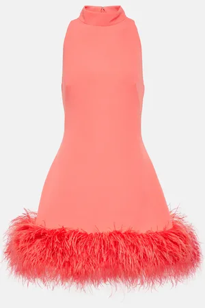 Safiyaa Ratana feather-trimmed crepe minidress