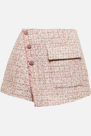 Self-Portrait Embellished high-rise tweed shorts