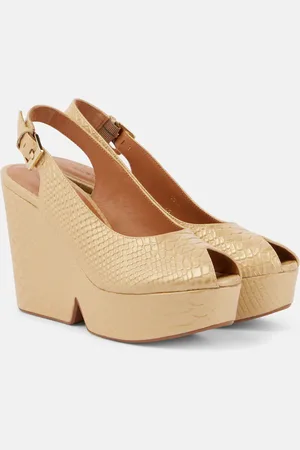 Robert Clergerie Dylan snake-effect leather wedge pumps