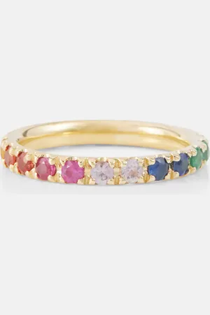 Sydney Evan Rainbow Large 14kt gold eternity ring with sapphires, rubies, amethysts, and emeralds