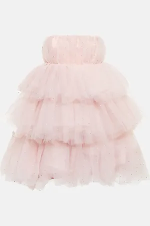 ROTATE Embellished strapless tulle minidress