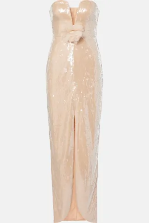 Self-Portrait Floral-applique sequined gown