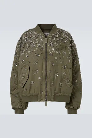 Miu Miu Sequined cotton gabardine bomber jacket