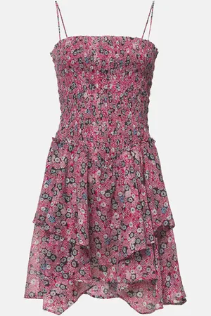 Marant Etoile Anka printed smocked cotton minidress