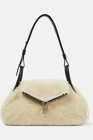 Amina Muaddi Gemini Small shearling shoulder bag