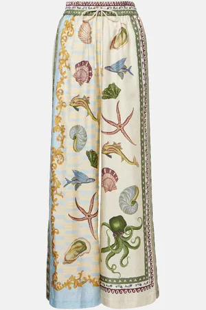 ALÉMAIS Bath House printed silk wide-leg pants