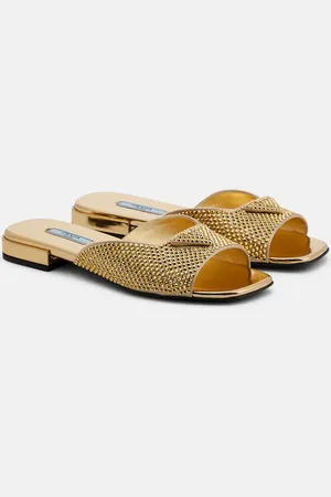Prada Crystal-embellished flat sandals