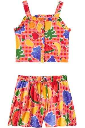 FÁBULA Gingham printed cotton top and shorts