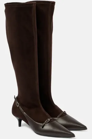 MAGDA BUTRYM Leather slingback pumps with socks