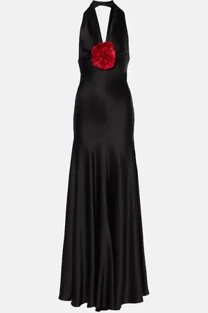 RODARTE Floral-applique silk satin maxi dress