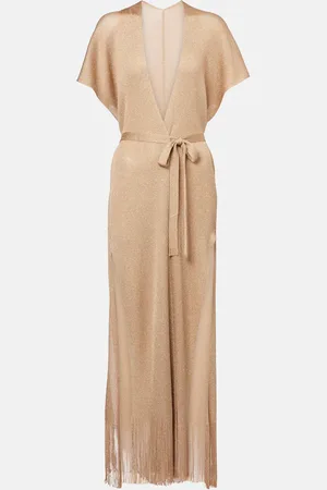Max Mara Zarelia fringed lame kaftan
