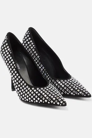 Burberry Crystal-embellished suede pumps