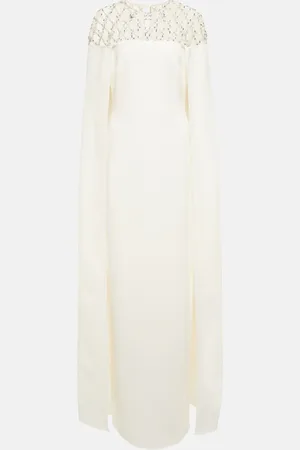 Safiyaa Bridal embellished crepe cape gown