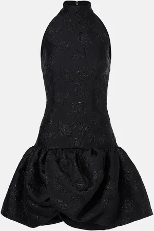 ROTATE Floral draped jacquard minidress