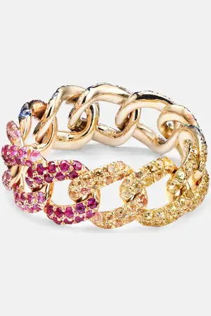 Shay Rainbow Pave Medium Link 18kt gold ring with diamonds