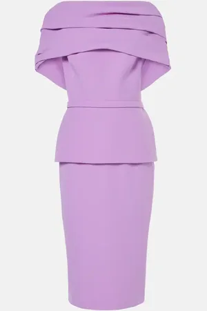 Safiyaa Loura draped peplum crepe midi dress