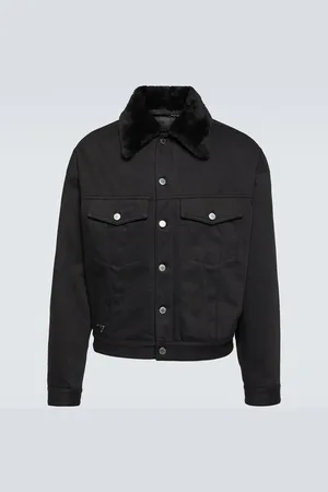 Prada Shearling-trimmed denim jacket