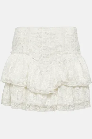 LOVESHACKFANCY Antila tiered lace miniskirt