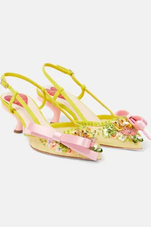 Roger Vivier Virgule embellished satin slingback pumps