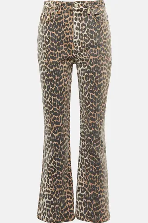 Ganni Leopard-print high-rise flared jeans