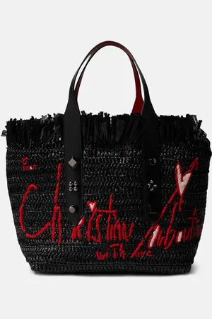 Christian Louboutin Frangibus Medium embroidered raffia tote bag