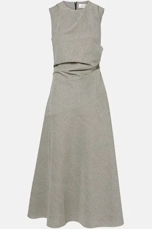 Rohe Draped checked wool-blend maxi dress