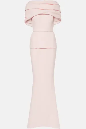 Safiyaa Loura draped peplum crepe gown