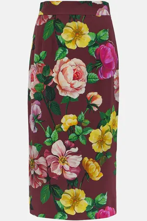 Dolce & Gabbana Floral silk-blend charmeuse midi skirt