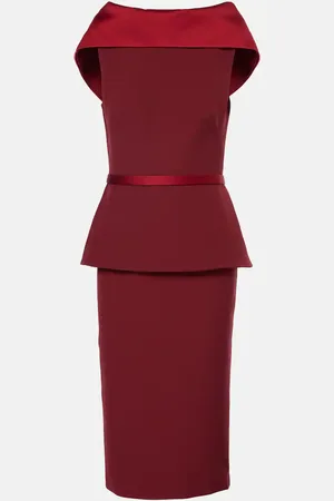 Safiyaa Rella draped peplum heavy crepe midi dress