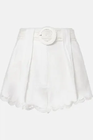Farm Rio Broderie anglaise high-rise linen shorts