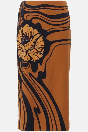 La DoubleJ Printed satin sable pencil skirt