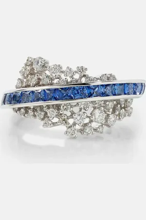 Ananya Scatter Energy 18kt white gold ring with diamonds and sapphires