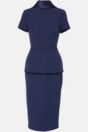 Safiyaa Satin-trimmed crepe midi dress