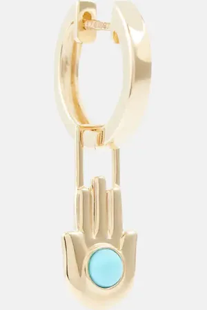 Robinson Pelham Orb Midi 14kt single hoop earring and Hamsa Hand Earwish with turquoise