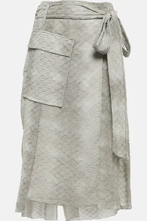 Victoria Beckham Snake-print crepe de chine wrap skirt