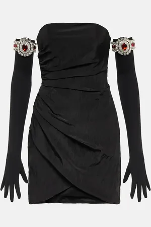 DAVID KOMA Moire minidress and embellished gloves