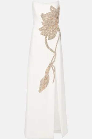 Costarellos Fara embellished crepe bustier gown