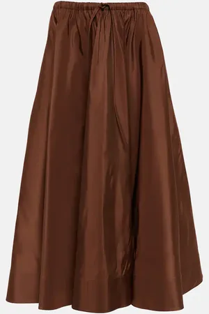VALENTINO Pleated silk midi skirt