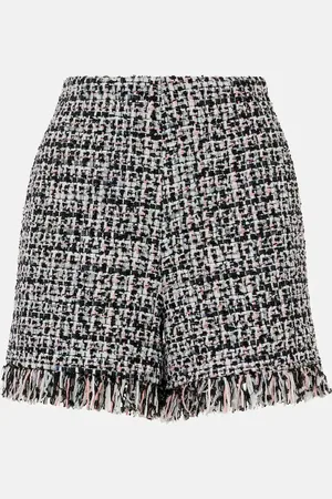 Self-Portrait Fringed high-rise boucle shorts